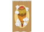 Abakuhaus Caricatura Tenda Da Doccia Stretta, Mongolfiera Retrò, Set Decorativo Per Bagno In Tessuto Con Ganci, 120 X 180 Cm, Marrone Chiaro Multicolore