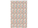 Abakuhaus Tenda Da Doccia Asiatica Stretta, Natura Giapponese, Set Decorativo Per Bagno In Tessuto Con Ganci, 120 X 180 Cm, Salmone Pallido Verde Blu