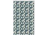 Abakuhaus Avorio E Blu Tenda Da Doccia Stretta, Bouquet Artistico Da Giardino, Set Decorativo Per Bagno In Tessuto Con Ganci, 120 X 180 Cm, Blu Ardesia Blu Scuro