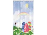 Abakuhaus Pasqua Tenda Da Doccia Stretta, Prato Primaverile Con Uova, Set Decorativo Per Bagno In Tessuto Con Ganci, 120 X 180 Cm, Multicolore