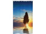 Abakuhaus Paesaggio Tenda Da Doccia Stretta, Tree Silhouette Farm, Set Decorativo Per Bagno In Tessuto Con Ganci, 120 X 180 Cm, Multicolore