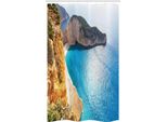 Abakuhaus Grecia Tenda Da Doccia Stretta, Costa Di Zante, Set Decorativo Per Bagno In Tessuto Con Ganci, 120 X 180 Cm, Multicolore
