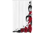 Abakuhaus Art Nouveau Tenda Da Doccia Stretta, Poppy Bouquet, Set Decorativo Per Bagno In Tessuto Con Ganci, 120 X 180 Cm, Black Ruby Bianco