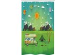 Abakuhaus Tenda Da Doccia Stretta Happy Camper, Per Roulotte All'aperto, Set Decorativo Per Bagno In Tessuto Con Ganci, 120 X 180 Cm, Multicolore