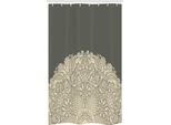 Abakuhaus Tenda Da Doccia Orientale Stretta, Motivo Floreale Half Mandala, Set Decorativo Per Bagno In Tessuto Con Ganci, 120 X 180 Cm, Beige E Tortora Scuro