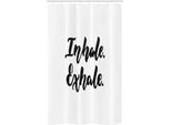 Abakuhaus Inspira Espira Tenda Da Doccia Stretta, Parole Dipinte A Pennello, Set Decorativo Per Bagno In Tessuto Con Ganci, 120 X 180 Cm, Bianco E Nero