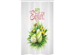Abakuhaus Pasqua Tenda Da Doccia Stretta, Spring Season Foglie, Set Decorativo Per Bagno In Tessuto Con Ganci, 120 X 180 Cm, Multicolore