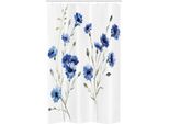 Abakuhaus Tenda Da Doccia Stretta Vintage Blue, Fiori Carniation, Set Decorativo Per Bagno In Tessuto Con Ganci, 120 X 180 Cm, Blu Violetto E Kaki