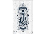 Abakuhaus Anker Tenda Da Doccia Stretta, Avventura Esplorazione, Set Decorativo Per Bagno In Tessuto Con Ganci, 120 X 180 Cm, Blu Scuro E Bianco