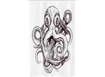Abakuhaus Anker Tenda Da Doccia Stretta, Disegno Tatuaggio Polipo, Set Decorativo Per Bagno In Tessuto Con Ganci, 120 X 180 Cm, Marrone E Bianco