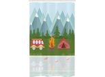 Abakuhaus Tenda Da Doccia Stretta Per Camper, Tenda Da Campeggio Con Motivi Cartoon, Set Decorativo Per Bagno In Tessuto Con Ganci, 120 X 180 Cm, Multicolore