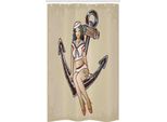 Abakuhaus Anker Tenda Da Doccia Stretta, Motivo Ragazza Marinaia, Set Decorativo Per Bagno In Tessuto Con Ganci, 120 X 180 Cm, Multicolore