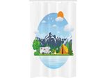 Abakuhaus Tenda Da Doccia Stretta Per Camper, Wald Camping Summer, Set Decorativo Per Bagno In Tessuto Con Ganci, 120 X 180 Cm, Multicolore
