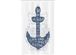 Abakuhaus Anker Tenda Da Doccia Stretta, Motivo Doodle Marine, Set Decorativo Per Bagno In Tessuto Con Ganci, 120 X 180 Cm, Blu E Bianco