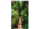 Abakuhaus Zen Garden Tenda Da Doccia Stretta, Tropical Growth, Set Decorativo Per Bagno In Tessuto Con Ganci, 120 X 180 Cm, Verde Marrone Chiaro