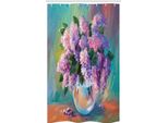 Abakuhaus Tenda Da Doccia Stretta Viola, Dipinto A Olio Con Motivi Floreali, Set Decorativo Per Bagno In Tessuto Con Ganci, 120 X 180 Cm, Multicolore