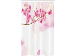 Abakuhaus Tenda Da Doccia Stretta Con Motivo Fiori Di Ciliegio, Giardini Tranquilli, Set Decorativo Per Bagno In Tessuto Con Ganci, 120 X 180 Cm, Caffè Chiaro Rosa Chiaro