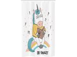 Abakuhaus Geek Tenda Da Doccia Stretta, Unicorno Arcobaleno Fisica, Set Decorativo Per Bagno In Tessuto Con Ganci, 120 X 180 Cm, Multicolore