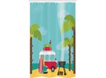 Abakuhaus Esplora Tenda Da Doccia Stretta, Caravan Camping Spiaggia, Set Decorativo Per Bagno In Tessuto Con Ganci, 120 X 180 Cm, Multicolore