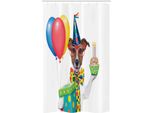 Abakuhaus Tenda Da Doccia Stretta Per Compleanni, Cane E Palloncini, Set Decorativo Per Bagno In Tessuto Con Ganci, 120 X 180 Cm, Multicolore
