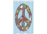 Abakuhaus Tenda Da Doccia Stretta Hippie, Motivo Floreale Peace Sign Dove, Set Decorativo Per Bagno In Tessuto Con Ganci, 120 X 180 Cm, Multicolore