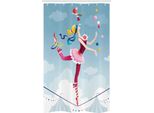Abakuhaus Circo Tenda Da Doccia Stretta, Giocoliera Donna Trapezista, Set Decorativo Per Bagno In Tessuto Con Ganci, 120 X 180 Cm, Multicolore