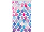 Abakuhaus Tenda Da Doccia Stretta Con Motivo A Squame Di Pesce, Motivo Pastello Mermaid, Set Decorativo Per Bagno In Tessuto Con Ganci, 120 X 180 Cm, Multicolore