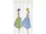 Abakuhaus Tenda Da Doccia Stretta Marrone E Blu, Motivi Damascati, Set Decorativo Per Bagno In Tessuto Con Ganci, 120 X 180 Cm, Tortora E Blu