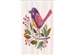 Abakuhaus Uccelli Tenda Da Doccia Stretta, Fiori Di Pyracantha, Set Decorativo Per Bagno In Tessuto Con Ganci, 120 X 180 Cm, Multicolore