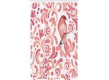 Abakuhaus Uccelli Tenda Da Doccia Stretta, Motivo Color Salmone, Set Decorativo Per Bagno In Tessuto Con Ganci, 120 X 180 Cm, Corallo Salmone E Pesca