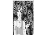 Abakuhaus Pin Up Girl Tenda Da Doccia Stretta, Tema Retrò, Set Decorativo Per Bagno In Tessuto Con Ganci, 120 X 180 Cm, Grigio Chiaro E Nero