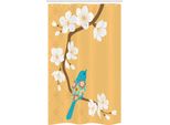 Abakuhaus Uccelli Tenda Da Doccia Stretta, Uccelli Su Fiori Di Ciliegio, Set Decorativo Per Bagno In Tessuto Con Ganci, 120 X 180 Cm, Multicolore