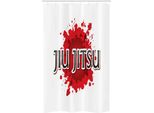 Abakuhaus Jiu Jitsu Tenda Da Doccia Stretta, Mma Color Splash, Set Decorativo Per Bagno In Tessuto Con Ganci, 120 X 180 Cm, Grigio Antracite Rosso Cinabro