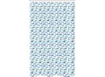 Abakuhaus Tenda Da Doccia Stretta Con Motivo A Pesci, Gruppo Di Pesciolini Doodle, Set Decorativo Per Bagno In Tessuto Con Ganci, 120 X 180 Cm, Blu Turchese Bianco