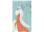 Abakuhaus Tenda Da Doccia Stretta Con Donna Vendemmiatrice, Lady In Red Coat, Set Decorativo Per Bagno In Tessuto Con Ganci, 120 X 180 Cm, Multicolore