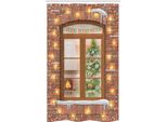 Abakuhaus Tenda Da Doccia Stretta Natalizia, Vista Attraverso Una Finestra, Set Di Decorazioni Per Il Bagno In Tessuto Con Ganci, 120 X 180 Cm, Multicolore