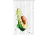 Abakuhaus Tenda Da Doccia Stretta Con Motivo Avocado, Arte Stilizzata, Set Decorativo Per Bagno In Tessuto Con Ganci, 120 X 180 Cm, Verde Chiaro Marrone Verde