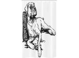 Abakuhaus Boxer Cane Tenda Da Doccia Stretta, Elementi Tribali Animali, Set Decorativo Per Bagno In Tessuto Con Ganci, 120 X 180 Cm, Grigio Antracite E Bianco