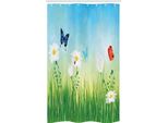 Abakuhaus Tenda Da Doccia Estiva Stretta, Prato Margherite Erba, Set Decorativo Per Bagno In Tessuto Con Ganci, 120 X 180 Cm, Multicolore