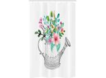 Abakuhaus Tenda Da Doccia Stretta Con Motivo Giardino, Annaffiatoio Doodle, Set Decorativo Per Bagno In Tessuto Con Ganci, 120 X 180 Cm, Multicolore