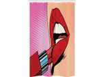 Abakuhaus Pop Art Tenda Da Doccia Stretta, Halftone Comic Pop Art Girl, Set Decorativo Per Bagno In Tessuto Con Ganci, 120 X 180 Cm, Multicolore