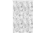 Abakuhaus Tenda Da Doccia Stretta Con Motivo Floreale, Bouquet Monocromatico Di Foglie, Set Decorativo Per Bagno In Tessuto Con Ganci, 120 X 180 Cm, Grigio Chiaro E Bianco