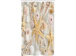 Abakuhaus Tenda Da Doccia Stretta Con Conchiglie, Varie Conchiglie Sand Beach, Set Decorativo Per Bagno In Tessuto Con Ganci, 120 X 180 Cm, Multicolore