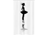 Abakuhaus Balletto Tenda Da Doccia Stretta, Ballerina Con Tutù Sul Palco, Set Decorativo Per Bagno In Tessuto Con Ganci, 120 X 180 Cm, Bianco E Nero