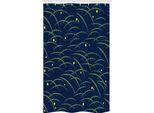 Abakuhaus Giapponese Tenda Da Doccia Stretta, Cultura Folk Asian, Set Decorativo Per Bagno In Tessuto Con Ganci, 120 X 180 Cm, Blu Navy Verde Lime