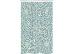 Abakuhaus Tenda Da Doccia Stretta Blu E Beige, Motivi Floreali Vintage, Set Decorativo Per Bagno In Tessuto Con Ganci, 120 X 180 Cm, Azzurro E Beige