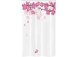 Abakuhaus Tenda Da Doccia Stretta Con Motivo Floreale, Set Decorativo Per Bagno In Tessuto Con Ganci, 120 X 180 Cm, Rosa E Nero