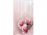 Abakuhaus Tenda Da Doccia Stretta Magnolia, Petali Fragili, Set Decorativo Per Bagno In Tessuto Con Ganci, 120 X 180 Cm, Rosa Confetto Marrone Rosa