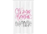 Abakuhaus Tenda Da Doccia Stretta Femminista, Stronger Together Sketch, Set Decorativo Per Bagno In Tessuto Con Ganci, 120 X 180 Cm, Bianco Grigio Rosa