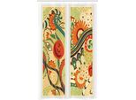 Abakuhaus Tenda Da Doccia Stretta In Batik, Motivo Floreale A Mosaico, Set Decorativo Per Bagno In Tessuto Con Ganci, 120 X 180 Cm, Giallo Chiaro E Rosso Cinabro